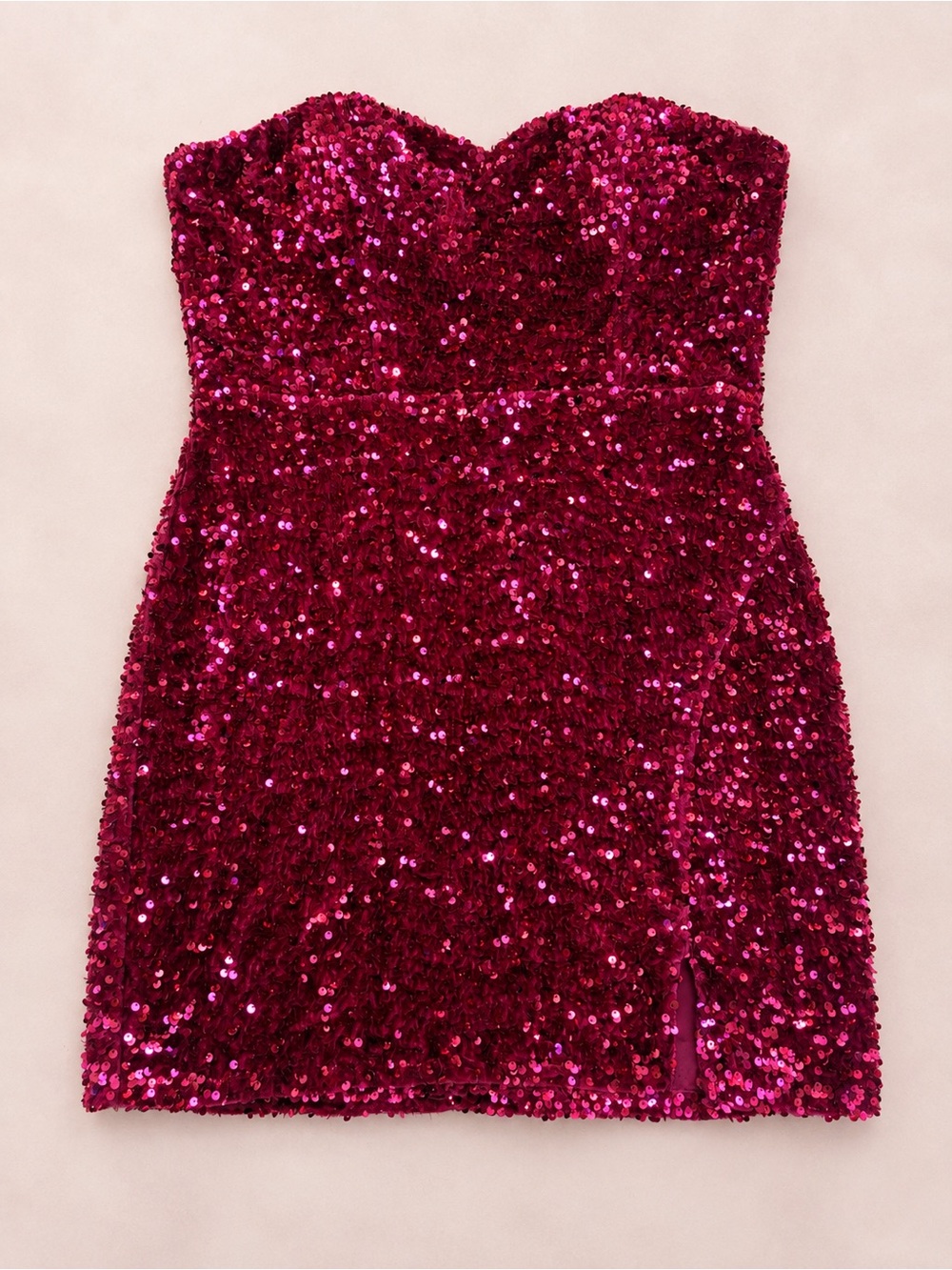 Midnight Doll Burgundy Sequin Strapless Bodycon Mini Dress L